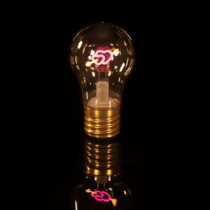 Lampe de Table en Forme d'ampoule, Lampe De Chevet En Forme De Cœur, Rechargeable avec Câble USB-C, Sans Fil, Portable Accessoires Et Décoration Rose (Xuner Electronic, neuf)