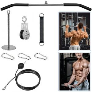 Lyndwin Poulie Musculation avec Barre Tirage Dos, DIY Fitness Kit Musculation Poulie de 100cm Barre de Tirage pour Triceps Biceps Curl Dos Epaules Bras, Murale Maison Sport (Qiandaomall, neuf)