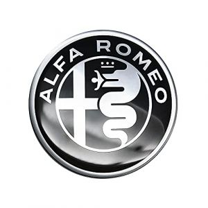 Autocollant 3D Alfa Romeo Logo, Blanc et Noir, 58 mm (Motorstile, neuf)