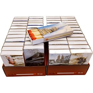 KM Firemaker &ndash; Lot de 48 bo&icirc;tes d&rsquo;allumettes longues 10 cm avec motifs d&rsquo;hiver &ndash; Id&eacute;ales pour barbecue, chemin&eacute;e et bougies &ndash; Design saisonnier d&eacute;coratif &ndash; R&eacute;f. 1549/s (KMfiremaker, neuf)