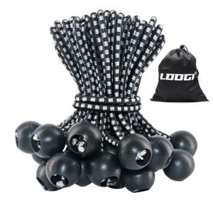 VEVIK Tendeur Elastique 25 Pièces, Tendeur Bache 15cm, Corde Elastique, Sandow Elastique, Tendeur en Caoutchouc, Cordons Élastiques avec Boules pour Pavillon, Bâche, Tente, Rideaux, Bannière, Camping (VEVIK, neuf)
