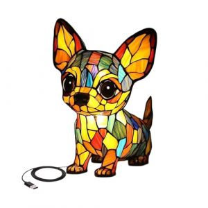 Lampe En Vitrail En Forme D'Animal,Lampe Vintage En Verre Teint&eacute; En Forme De Chien|,Veilleuse De Chevet En Forme D'Animal,Veilleuse D&eacute;corative Color&eacute;e Pour La Maison, La Chambre &agrave; Coucher (DaPongZhi, neuf)
