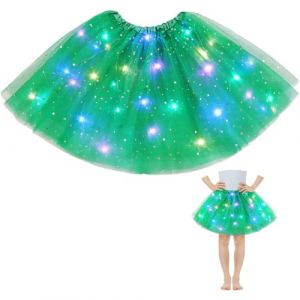 AYBUY Tutu Jupe LED Lumineuse Fille,Jupe Danse de Ballet de Paillettes étoiles Tulle Fille,Jupe en Tulle avec LumièRes,LED Jupe de Danse Lumineuse,pour Fête Anniversaire Noël,Vert (withchance, neuf)