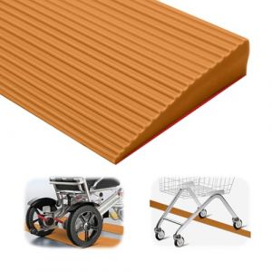 Rampe de fauteuil roulant en PVC, surface antid&eacute;rapante, rampes de seuil, rampe de seuil, rampe d'acc&egrave;s en caoutchouc pour fauteuil roulant, poussette, d&eacute;ambulateur ou scooter &eacute;lectrique (marron clair (MIFUTechnology, neuf)