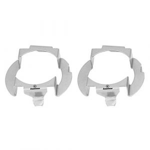 Keenso 2pcs Supports de Base H7,LED Ampoule d'Adaptateur de Phare Titulaire Support de Fixation Socket Clip de Retenue en Aluminium Argent (Ouxiubo, neuf)