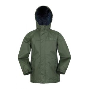 Mountain Warehouse Veste imperméable Torrent pour Enfant - Veste de Pluie à Coutures étanches - Poches zippées - Bretelles réglables - pour Voyages, Camping, randonnée Kaki 11-12 Ans (Mountain Warehouse, neuf)