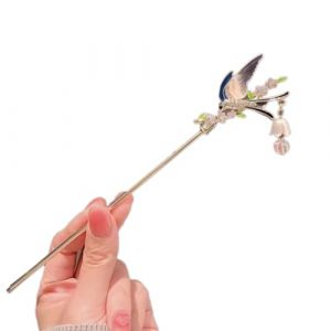 Épingle à cheveux florale avec strass - Bijoux d'hirondelle - Accessoires chinois (DawenYIsheng, neuf)