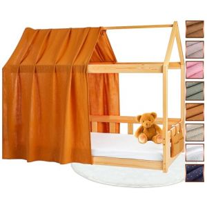 Lovely Hippo Toile de Lit Cabane 100% Coton - Ciel de Lit Cabane pour Lit Montessori 80x160, 90x200 cm - Tissu Oeko-Tex Gots (Camel/Or, 120 x 370 cm + Pochette de Rangement) (VRC Products France, neuf)