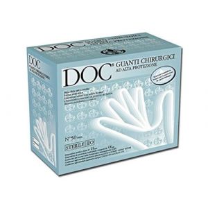 Gardening S.r.l. DOC - Gants Chirurgicaux Jetables en Latex Pur, avec Poudre, Stériles (ETO), DM Classe II, EPI Catégorie de Risque III, Taille 7.5, Distributeur de 50 Paires de Gants Anatomiques (SECO STORE, neuf)