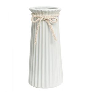 Hauteur 24 cm Vase Conique en Céramique Blanche pour Pampas, Grand Moderne Haut Vase Decoratif pour Centre de Table Deco (Juzai, neuf)
