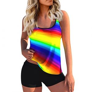 Tankini Maillot De Bain Femme 2 Pieces Taille Haute Tankini Grande Taille Ronde Ensemble Maillot De Bain Shorty Amincissant avec Armature Bikini Ete Marque Pas Cher Swimwear(Multicolore,5XL) (uxxnjfg, neuf)