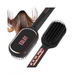 Brosse &agrave; Lisser &Eacute;lectrique 2-en-1 Eslay: Effet Professionnel sur Tous Types de Cheveux, Contr&ocirc;le de Temp&eacute;rature pour une Protection Optimale contre la Chaleur, Lissage Parfait et Facile"&hellip; (WELL-MARKET, neuf)