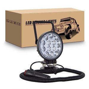 RIGIDON 4 pouces 10cm 42W phare de travail led aimant&eacute;, rond feux de travail, 12V 24V lampe de travail led avec base magn&eacute;tique pour offroad Voiture camions SUV 4x4 tracteur, 6000K Led floodlights (JIANDAO, neuf)