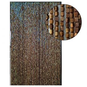 FWTXZTER Rideau Perle Bois, Rideaux de Porte Perles en Bois, Rideau Bambou Extérieur Intérieur Deco Occultant Hanging Wood Bead Curtain pour Chambre Salon Pièce Café Restaurant (90x200cm) (grandadoe, neuf)