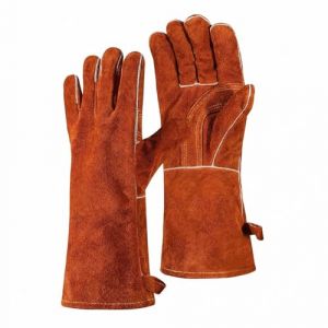 TXWLLIU Gants de Soudage Unisexes, en Cuir Résistant à la Chaleur et au Feu, Pour Soudeur à Fil Fourré MIG/MAG, Forge, Forgeron, Cheminée, Poêle à Bois, Foyer, Gril, Four (Marron) (SYNTEXCO TRADING LTD, neuf)