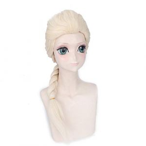 SEIZIS Cosplay Wig Princesse Elsa Anna Perruque Blonde Marron tressé synthétique Faux Cheveux déguisement d'halloween Cosplay Perruque + Bonnet de Perruque Gratuit Elsa Longue Perruque (good stuff A, neuf)