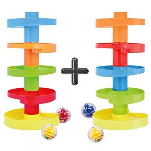 WEofferwhatYOUwant Circuit à Billes Éducatif – 2 Rampes ou 1 Tour Géante – Jeu Montessori pour Bébé dès 9 Mois – Développement de la Motricité et Coordination (weofferwhatyouwant, neuf)