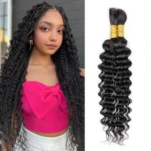 100g 26 Inch Human Braiding Hair Deep Wave Bulk Human Hair for Braiding 2 Bundles/Pack No Weft Human Deep Curly Braiding Hair for Boho Braids Brazilian Virgin Human Hair Extensions Natural Color (deme hair, neuf)