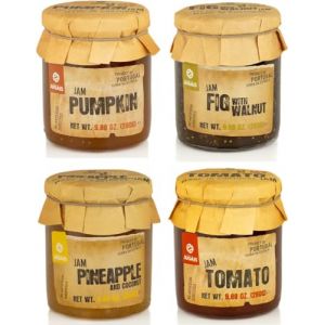 Collection de confitures traditionnelles Quinta de Jugais - Pack de 4 saveurs : Potiron, Tomate, Ananas et Noix de Coco, Figue et Noix - 4 x 280 g (Pure Brands Portugal, neuf)