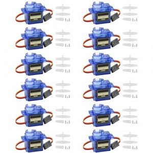 Lot de 12 mini servomoteurs 9G pour Arduino, mini servomoteur avec c&acirc;ble, micro servo moteur 9 G pour robot radiocommand&eacute;/main/marche, h&eacute;licopt&egrave;re, bateau, avion, voiture (KAROULLA, neuf)