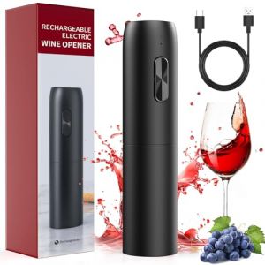 Tire bouchon electrique rechargeable, ouvre bouteille electrique cadeau homme femme vec c&acirc;ble de chargement USB, d&eacute;capsuleur professionnel &eacute;lectrique de Vin pour les amateurs vin cadeau maison f&ecirc;te (SZIMONETTA, neuf)