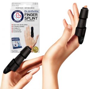 Dr. Arthritis - Attelle Doigt Rembourrée, Attelle Petit Doigt Cassé, Index, Majeur, Annulaire, Redresse, Immobilise, Guide Conçu par des Médecins Inclus [2 Unités, Noir, L/XL] (Better Living EU, neuf)