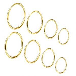 COYUN 8 pi&egrave;ces Anneau de piercing de nez, Anneau de piercing de nez en acier inoxydable, Anneau de Septum pour femmes hommes Anneaux de nez Piercing Hoop or 6mm/8mm/10mm/12mm (HLWA RETAILS LTD UKSTORE, neuf)