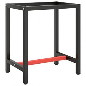 Pied d’établi, Support Table de Travail Cadre de Banc de Travail Noir et Rouge Mat 70x50x79 cm Métal (Caralea, neuf)