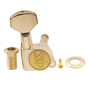 Wilkinson E-Z-LOK 19:1 Ratio Mécanique Guitare Scellée Individuelle Côté Basse Tuner avec Bouton Hexagonal pour Guitare électrique Strat Tele, Doré (Musiclily Direct France, neuf)