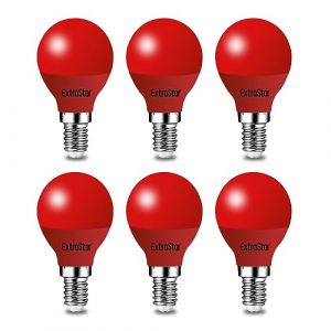 EXTRASTAR Ampoule LED Couleur E14 4W équivalente 40W AC 220V-240V, Ampoules Guirlande Couleur LED G45, orange rouge jaune bleu vert pour lumières de Noël de patio extérieur (rouge, lot de 6) (EXTRASTAR, neuf)