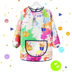 INNAL Tablier Peinture Enfant Manches Longues Blouse Peinture Enfant Imperméable Graffiti Tablier de Peinture avec Poche Blouse de Peinture Enfant 7-12 ans pour Cuisine Art Peinture Filles et Garçons (KR-EU, neuf)