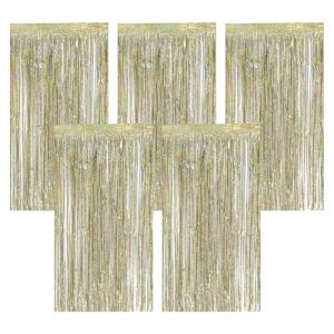 AIYONG 5 Pièces Laser Rideau Métallique De Frange Brillant, 1M X 2M Rideau Frange Anniversaire, Rideaux à Franges en Aluminium pour Anniversaire Arrière-Plan, Mariage Décoration (FAMDPIDPIN, neuf)