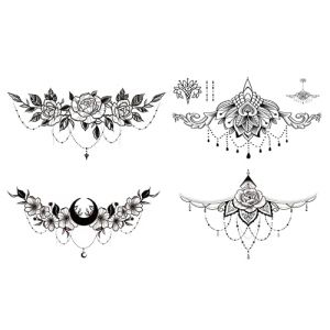 Rosie4 Lot de 4 feuilles de tatouages pour poitrine Motif bois de cerf (Beyond Perfection, neuf)