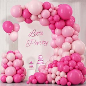 Kit Arche Ballon Rose, 112 pièces kit Guirlande Ballons Hot Rose Baby Pastel Rose, 18 12 10 5 pouces Latex ballons fille Anniversaire Mariage bébé Bridal shower Valentine Princess Party Décoration (LOBITO STORE, neuf)