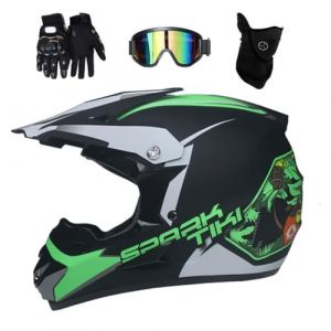 Int&eacute;gral Casque Motocross Ensemble, avec Lunettes Gants Masque, Jeunesse Enfant Hors Route Moto Karting Scooter Casque, Descente MTB VTT BMX Enduro Quad V&eacute;lo de Salet&eacute; Accident Casque ( Color : Noir , (SGHYTH, neuf)