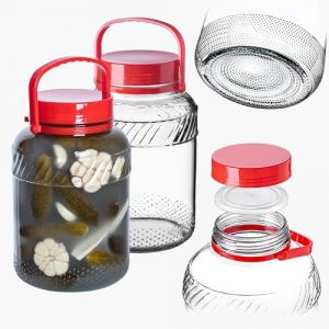 KADAX Grand Bocal de Fermentation en Verre, Récipient de Conservation avec Couvercle Hermétique, Idéal pour la Préparation de Cornichons et Choucroute (4L, Lot de 2) (KADAX, neuf)