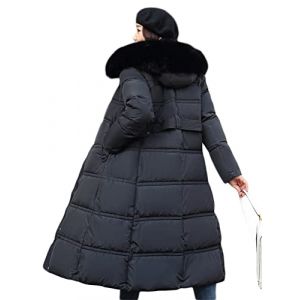 ORANDESIGNE Manteaux Duvet Femme Doudoune &Eacute;l&eacute;gant Longue Manteau Hiver Manteau Zipp&eacute; &eacute;pais Chaud Parka Blouson avec Capuche Fourrure Grande Taille Duvet en Coton Veste D noir-01 S (ORANNER EU, neuf)