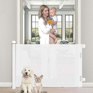 Barriere de Securite Enfant - Rétractable Barriere de Securite Chien 86x140CM Barrière de Sécurité, Barriere Escalier Enroulable pour Les Escaliers/Portes/Couloirs (DIANBAIQUJINGBORIYONGBAIHUO, neuf)
