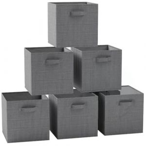 Yongheng Lot de 6 Sac boite rangement vetement, Bo&icirc;te de Rangement sous lit Pliable, Housse Rangement Couette Organisateur de Placard, avec Poign&eacute;e Renforc&eacute;e, pour Couvertures Jouets V&ecirc;tements, Gris (Kingdare, neuf)