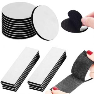 20 Paires Velcro Autocollant, Scratch Autocollant Double Face Extra Fort, 10 cercles + 10 rectangles Adhésif Puissant Bande, Bande Scratch Adhésive Adhésif Puissant pour Ménage, Bricolage (DINODANUBE TRADING, neuf)