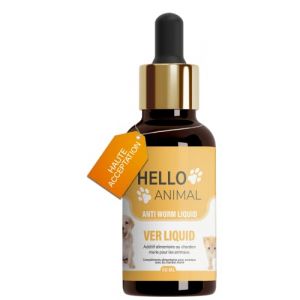HelloAnimal&reg; Liquide vermifuges intestinaux v&eacute;gan anti-vers pour animaux &ndash; particuli&egrave;rement conseill&eacute; pour chiens, chats, lapins et volaille &ndash; vermifuge intestinale naturel estomac et intestin (Trіnity, neuf)