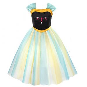 Discoball Anna Costume de Elsa princesse pour fille robe de voyage classique pour Halloween, Noël, fête d'anniversaire, concours de beauté, demoiselle d'honneur (MUNCASO, neuf)