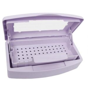 Boîte stérilisante pour ongles - Plateau de stérilisation en plastique pour tweezer, extensions d'yeux, salon de coiffure, spa, implément d'ongles pour esthéticienne (IVON FR, neuf)