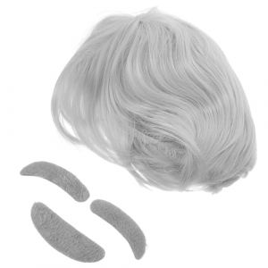 Healeved 1 Ensemble de f&ecirc;te hommes adulte fausse barbe dame costume de vieil homme de f&ecirc;te vieil homme accessoires cosplay Fil haute temp&eacute;rature blanche (Accompany JY, neuf)