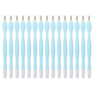 TEHAUX Fourchettes &agrave; Cuticules Doubles en Silicone 15 Pi&egrave;ces Outil de Manucure pour Repousser et &Eacute;liminer les Peaux Mortes Accessoire Compact pour Soins des Ongles &agrave; Domicile et Salon (Breamblue N, neuf)