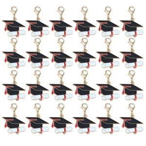 YAZWUR 24 porte-cl&eacute;s Collection de cr&eacute;atifs et bijoux avec pendentifs en forme de toque de dipl&ocirc;m&eacute; - Cadeaux pour mariage, anniversaire, remise de dipl&ocirc;me, No&euml;l (Romanimania OU, neuf)