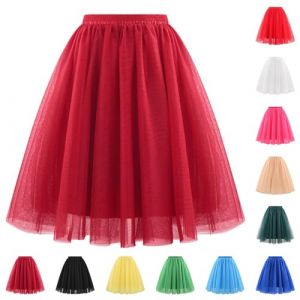 Jupe en tulle pour femme - Tutu des ann&eacute;es 50 - R&eacute;tro - Ballet - Rockabilly - Arc-en-ciel - Multicolore - Taille multicouche - Jupon de princesse - Robe de danse - Robe de bal - Robe de soir&eacute;e (⭐⭐⭐⭐⭐yoyo-eo, neuf)