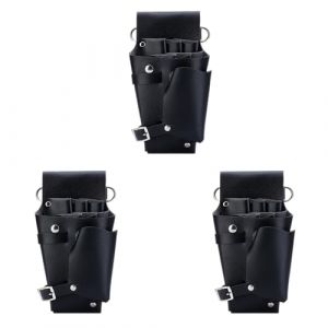 Tuesoa 3X &Eacute;tui de Coiffure en Cuir Outils Sac &agrave; Ciseaux Porte-Pochette de Coiffeur Rivet Sac &agrave; Main Taille R&eacute;glable Ceinture D'&Eacute;paule (BK.dianpu, neuf)