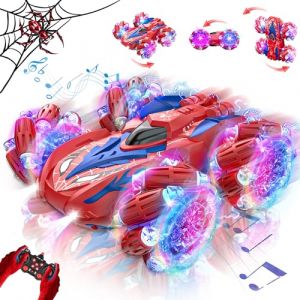 Spider Voiture T&eacute;l&eacute;command&eacute;e Enfant avec Lumi&egrave;res et Musique, 360&deg; Rotation Jouet de RC Cars, 2.4GHz Voiture Radiocommandee 4WD, Jouet Cadeau pour Gar&ccedil;on Fille 3 4 5 6 7 8 9 Ans Anniversaire et Noel (Kssvzz EU, neuf)