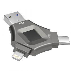 Cl&eacute; USB 3 en 1 crypt&eacute;e par Empreinte Digitale, 256 go/512 go, d&eacute;verrouillage par Empreinte Digitale, pour t&eacute;l&eacute;phone Portable,512GB (YingXianMaMaJiaJuDian, neuf)